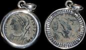 ISRAEL, Roman Empire Follis set in silver mount -