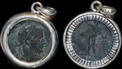ISRAEL, Roman Empire Follis set in silver mount -