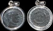 ISRAEL, Roman Empire Follis set in silver mount -