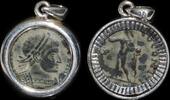ISRAEL, Roman Empire Follis set in silver mount -