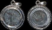 ISRAEL, Roman Empire Follis set in silver mount -