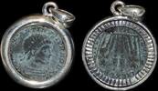 ISRAEL, Roman Empire Follis set in silver mount -