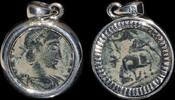 ISRAEL, Roman Empire Follis set in silver mount -