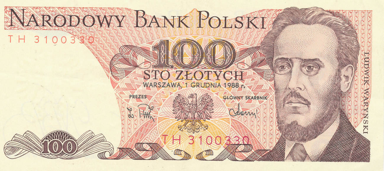 100 zlotych 1988 polen ef