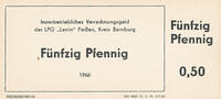 Deutschland, DDR, 50 Pfennig LPG-Geld, Peißen, -