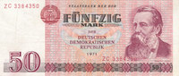 Deutschland,DDR, 50 Mark 1971 Ro.360b Typensatz,Ersatznote, gebraucht III, 41.75 元 含税 ＋  75.30 元 运费