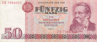 Deutschland,DDR, 50 Mark 1971 Ro.360b Typensatz,Ersatznote, gebraucht III, 41.75 元 含税 ＋  75.30 元 运费