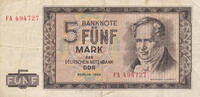 Deutschland,DDR, 5 Mark 1964 Ro.354a Serie:FA, gebraucht III-, 41.75 元 含税 ＋  75.30 元 运费