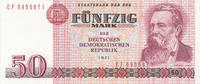 Deutschland,DDR, 50 Mark 1971 Ro.360c Comoutersatz Serie:EF, leicht gebr... 41.75 元 含税 ＋  75.30 元 运费