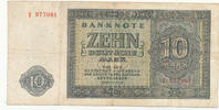 Deutschland,Sowjetische Besatzungszone, 10 Deutsche Mark Ro.343a KN 6stellig 1 Buchstabe davor,UdSSR Druck, -