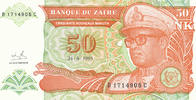 Zaire 50 Nouveaux Makuta Sammlerbanknote -