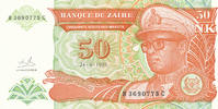 Zaire 50 Nouveaux Makuta Sammlerbanknote -