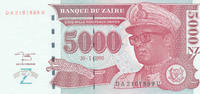 Zaire 5000 Nouveaux Zaires -