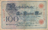 Deutsches Reich,Kaiserreich, 100 Mark Serie:D, Unterdruckbuchstabe:V, -