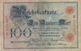 Deutsches Reich,Kaiserreich, 100 Mark Serie:C, Unterdruckbuchstabe:T, -