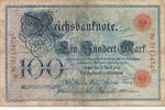 Deutsches Reich,Kaiserreich, 100 Mark Serie:C, Unterdruckbuchstabe: V, -
