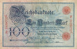 Deutsches Reich,Kaiserreich, 100 Mark Serie:C, Unterdruckbuchstabe: V, -