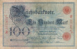 Deutsches Reich,Kaiserreich, 100 Mark Serie:C, Unterdruckbuchstabe: V, -
