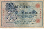 Deutsches Reich,Kaiserreich, 100 Mark Serie:C, Unterdruckbuchstabe: A, -
