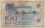 Deutsches Reich,Kaiserreich, 100 Mark Serie:B, Unterdruckbuchstabe: N, -