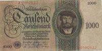 Deutsches Reich,Weimarer Republik, 1000 Reichsmark Ro.172a,Serie:A, Unterdruckbuchstabe Q, -