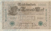 Deutsches Reich,Weimarer Republik, 1000 Mark Ro.46b,KN 7stellig grün,Serie:D,Udr.Bst.G, -