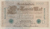 Deutsches Reich,Weimarer Republik, 1000 Mark Ro.46b,KN 7stellig grün,Serie:B,Udr.Bst.D, -