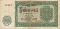 Deutschland,DDR, 50 Mark Ro.345a ohne Plattennummer, Serie: T, UdSSR Druck, -