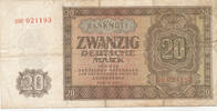Deutschland,DDR, 20 Mark Ro.344b KN 7stellig, Serie: BW, Deutscher Druck, -