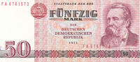 Deutschland,DDR, 50 Mark Ro.360c 2. Auflage, Computersatz, FZ:FA, -