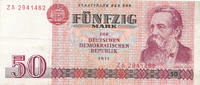 Deutschland,DDR, 50 Mark Ro.360b Typensatz 1.Auflage, Austauschnote Serie:ZA, -