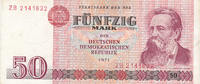 Deutschland,DDR, 50 Mark Ro.360b Typensatz 1.Auflage, Austauschnote Serie:ZB, -
