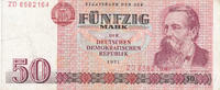 Deutschland,DDR, 50 Mark Ro.360b Typensatz 1.Auflage, Austauschnote Serie:ZD, -