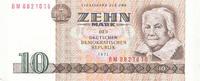 Deutschland,DDR, 10 Mark Ro.359c Zweite Auflage, KN 7stellig, Computersatzsatz, Serie: BM, -