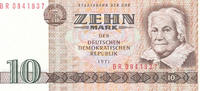 Deutschland,DDR, 10 Mark Ro.359c Zweite Auflage, KN 7stellig, Computersatzsatz, Serie: BR, -