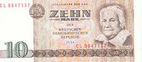 Deutschland,DDR, 10 Mark Ro.359c Zweite Auflage, KN 7stellig, Computersatzsatz, Serie: CL, -