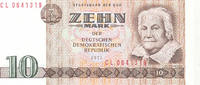 Deutschland,DDR, 10 Mark Ro.359c Zweite Auflage, KN 7stellig, Computersatzsatz, Serie: CL, -