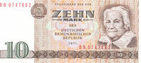 Deutschland,DDR, 10 Mark Ro.359c Zweite Auflage, KN 7stellig, Computersatz, Serie: BN, -