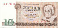 Deutschland,DDR, 10 Mark Ro.359d Zweite Auflage, KN 7stellig, Computersatz, Austauschnote, Serie: XL, -