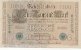 Deutsches Reich, Weimarer Republik, 1000 Mark Ro.46b,DEU-69,KN 7stellig, grün, Serie:D, Udr. Bst.: G, -