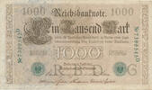 Deutsches Reich, Weimarer Republik, 1000 Mark Ro.46b,DEU-69,KN 7stellig, grün, Serie:D, Udr. Bst.: G, -