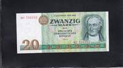 Deutschland DDR, 20 Mark Ro.362a, DDR-24a, Typendruck, KN 6stellig, Serie:MF, -