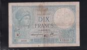 Frankreich 10 Francs 14.9..1939 stark gebraucht IV, Nadellöcher, 25.02 元 含税 ＋  75.30 元 运费