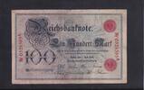 Deutsches Reich, Kaiserreich, 100 Mark Ro.17,DEU-13, Serie: A, Udr.-Bst. M, niedrige KN, -