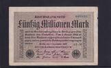 Weimarer Republik, Reichsbank, 50 Millionen Mark Ro.108f, DEU-123i, Papier weiß, KN 6stellig blau, Wz. Hakensterne, FZ:A Sigma, -