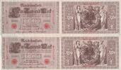 Deutsches Reich, Kaiserreich, 2x1000 Mark Ro.45c, Deu-40c, KN 7stellig, Serie: H, Udr. Bst. O, Inflationsausgabe, -