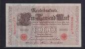 Deutsches Reich, Kaiserreich, 1000 Mark Ro.45c, Deu-40c, KN 7stellig rot, Serie: M, Udr. Bst. S, Inflationsausgabe, -