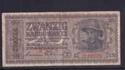 Drittes Reich, Ukraine, 20 Karbowanez Ro.595a, ZWK-51a, KN 6 stellig, Serie:2, -