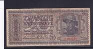 Drittes Reich, Ukraine, 20 Karbowanez Ro.595a, ZWK-51a, KN 6 stellig, Serie:2, -