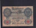 Kaiserreich, Reichsbanknote, 20 Mark Ro.47b, DEU-41b, KN 7 stellig Serie: K, Udr. Bst. E, -